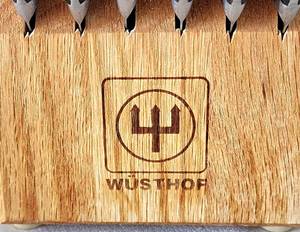 lot 73 image: Classic Wustof Knife Set with Wooden Block Plus Chicago Cutlery Steak Knife Set
