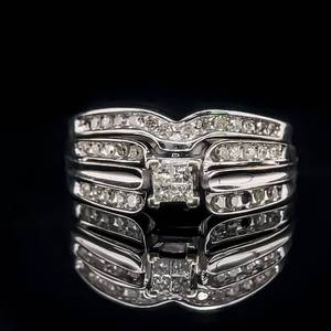 lot 21 image: 12 Carat Diamond Engagement & Wedding Set in White Gold $1,799 Retail