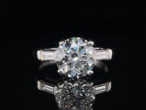 lot 2B image: Exceptional 2.85 Carat Estate Platinum Ring - Harry Winston Inspired, Ideal Round Diamond VS1-G w. GCAL Report $22,800 Retail VIDEO