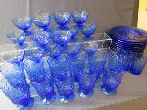 lot 86 image: Cobalt Plates & Glasses