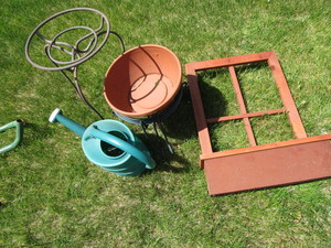 lot 133 image: Plant Stand, Box, Watering Can