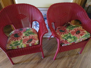 lot 155 image: Faux Wicker Chairs