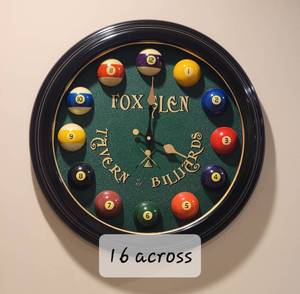 lot 39 image: Playful Fox Glen Tavern & Billiards Pool Hall Clock