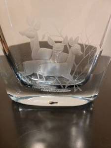 lot 30 image: Deer Etched Art Glass Vase, signed