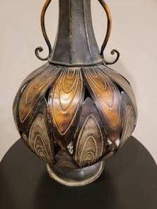 lot 34 image: Tall Metal Genie Bottle Vase