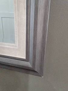 lot 103 image: Gray & Cream Faux Wood Metal Wall Mirror