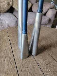 lot 105 image: Set of 3 Modern Brushed Aluminum Candlesholders