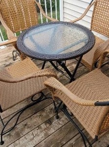 lot 11 image: Parisian Cane Woven Patio Dining Set