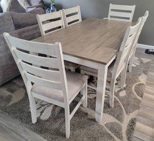 lot 2 image: Farmhouse Chic Modern Dining Set