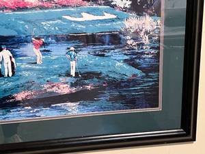 lot 9 image: Framed Men Golfing Artwork