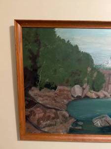 lot 10 image: Original Wood Framed Great Lakes Painting