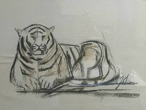 lot 55 image: Framed Tiger Artwork, Signed by Artist