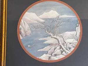 lot 13 image: Framed East-Asian Winter Artwork