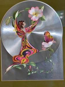 lot 17 image: Retro Framed Michelle Emblem Foil Art