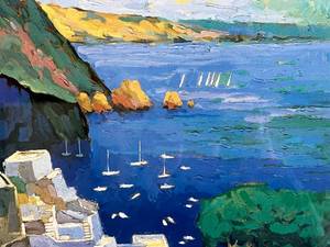 lot 25 image: Framed Coastal Seascape Artwork