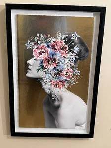 lot 31 image: Framed Foil Art Flower Portrait