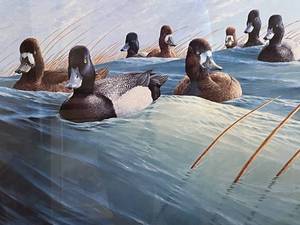 lot 29 image: Framed Ducks Unlimited Winds and Waves Print by Van Gilder
