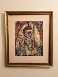 lot 30 image: Framed Midcentury Archaic Pastel