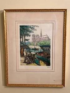 lot 36 image: Marcel Julien Baron Signed Framed Color Etching