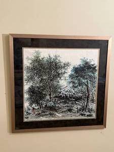 lot 41 image: Original East-Asian InkWatercolor Framed Painting