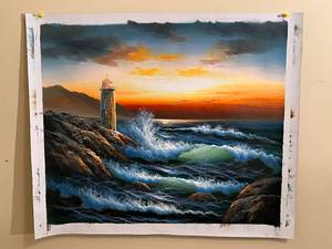 lot 37 image: Original Oil Painting, Lighthouse on the Shore