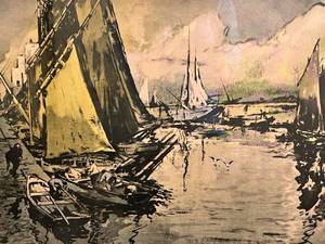 lot 64 image: Framed Ghost Harbor Artwork