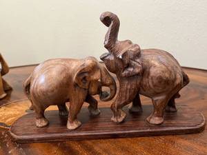 lot 73 image: Collection of Vintage Wood Elephants