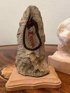 lot 76 image: Makers Place Norse Runes Dragon Rock, Carved Animal