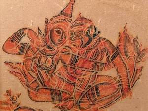 lot 87 image: Vintage Midcentury Thailand Temple Rubbing Lot 2