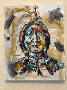 lot 100 image: Original Native American Portrait on Canvas