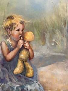 lot 111 image: Original Signed Girl and Dolly Painting by DC