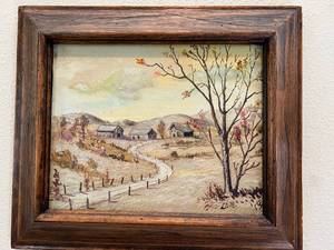 lot 119 image: Framed Prarie Landscape Oil Painting by Love