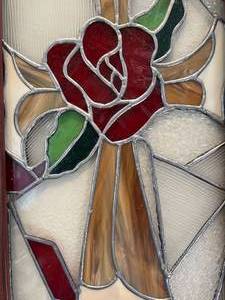 lot 125 image: Small Stained Glass Wall Plaque