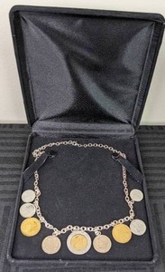 lot 20 image: Sterling Silver Italian Lira Coin Charm Necklace 20