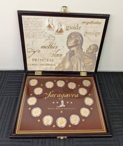 lot 8 image: United States Commemorative Gallery Sacagawea Golden Dollar Collection