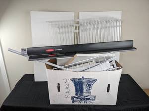 lot 132 image: Assorted Wire Shelving Parts (Rubbermaid and Others)