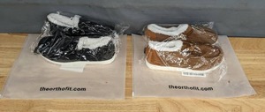 lot 102 image: Two NEW Pairs of Brown and Black Orthofit Womens Size 9 Comfort Flats Shoes E
