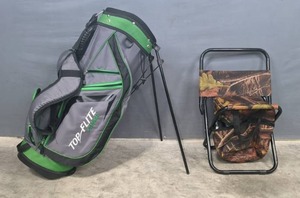 lot 88 image: Top-Flite Golf Bag and Foldable Camping Chair with Storage Bag E