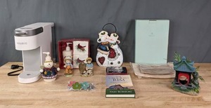 lot 86 image: Keurig K-Mini Single Serve Coffee Maker, Christmas Decor, New PartyLite Candle Holders and More E