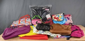 lot 81 image: Large Assortment of Women and Kids Purses, Bags, and Storage Totes Many NEW Thirty-One, Crocs, Lancome, Clinique, Jansport and More E