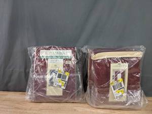 lot 158 image: Pair of Linden Street Rustic Red Window Valances (Cotton Twill and Thermal Cotton Twill) K