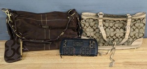 lot 64 image: (2) Coach Handbags and Coach Wallet  A