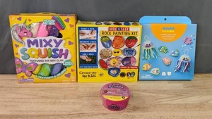 lot 96A image: NEW Kids Craft Kits Air Dry Clay, Rock Painting, Play-Doh Foam and More M