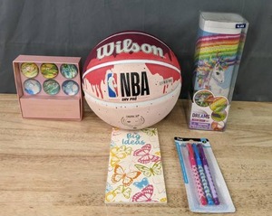 lot 233 image: NEW Wilson NBA DRV Pro Outdoor Basketball, The Metropolitan Museum of Art Magnets, Rainbow Dreams Gem Art Kit, Colored Gel Pens, Etc. M