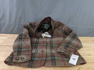 lot 81A image: NEW Womens XL Woolrich Wool Jacket Dark Brown Plaid Coat K