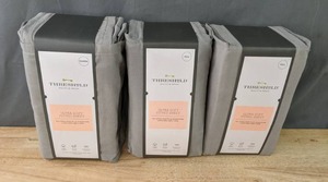 lot 152A image: (3) NEW Threshold Ultra Soft Fitted Sheets in Queen and Full M