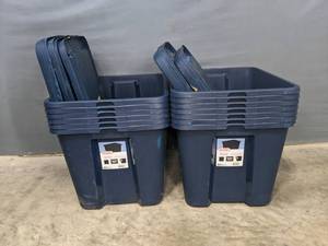 lot 237 image: 18 Gallon Plastic Storage Totes with Lids (11) W