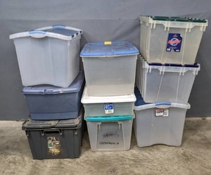 lot 186A image: Variety of Plastic Storage Totes with Lids (9) W