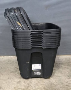 lot 188A image: 18 Gallon Plastic Totes with Lids (9) W