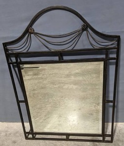 lot 207 image: Beautiful Large Black Iron Mirror B
